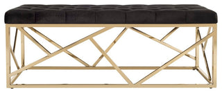 Safavieh Farah Tufted Rectangle Bench, Black/Gold