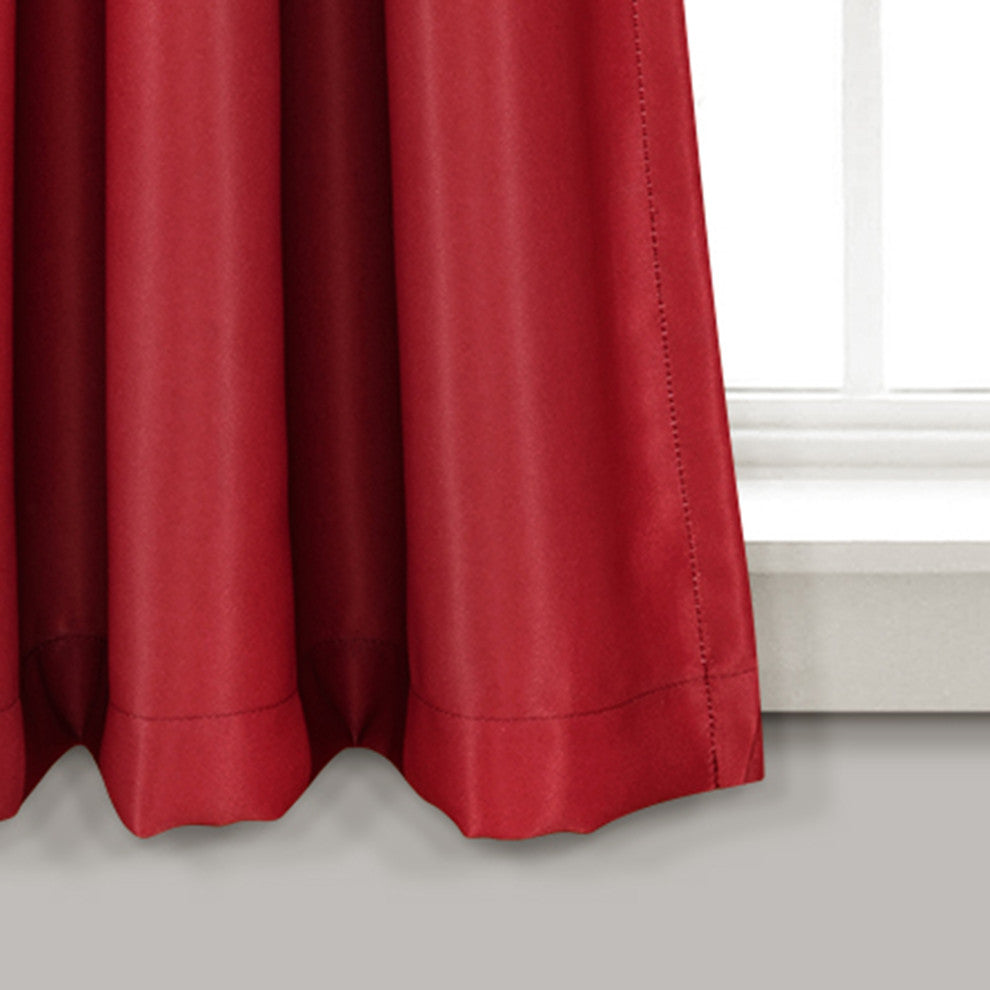 Weeping Flowers Room Darkening Window Panel, Set of 2, Red