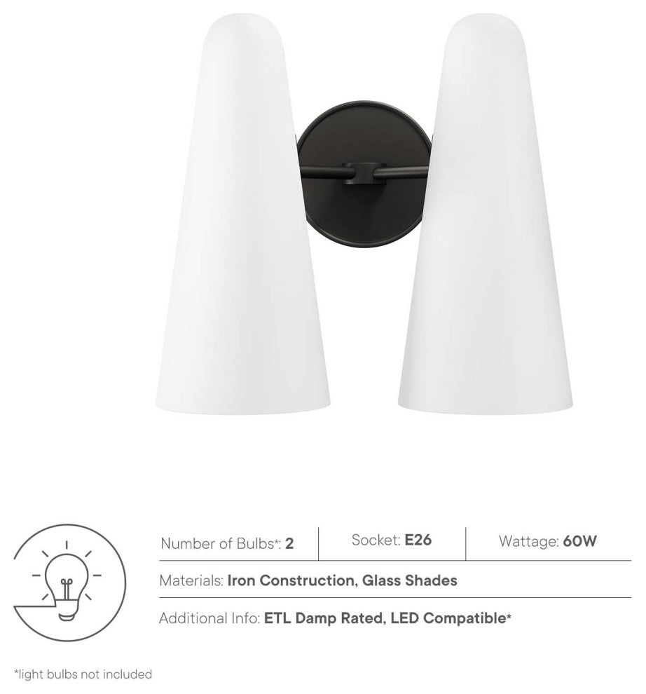 Beacon 2-Light Wall Sconce, Opal Black