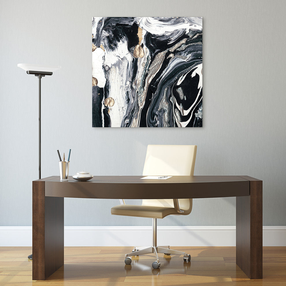 Black White Abstract Wall Art Printed on Frameless Free Floating Tempered Glass