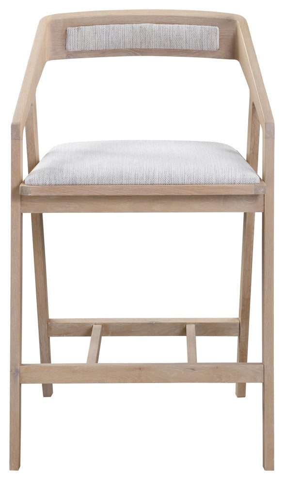Padma Oak Counter Stool Light Grey