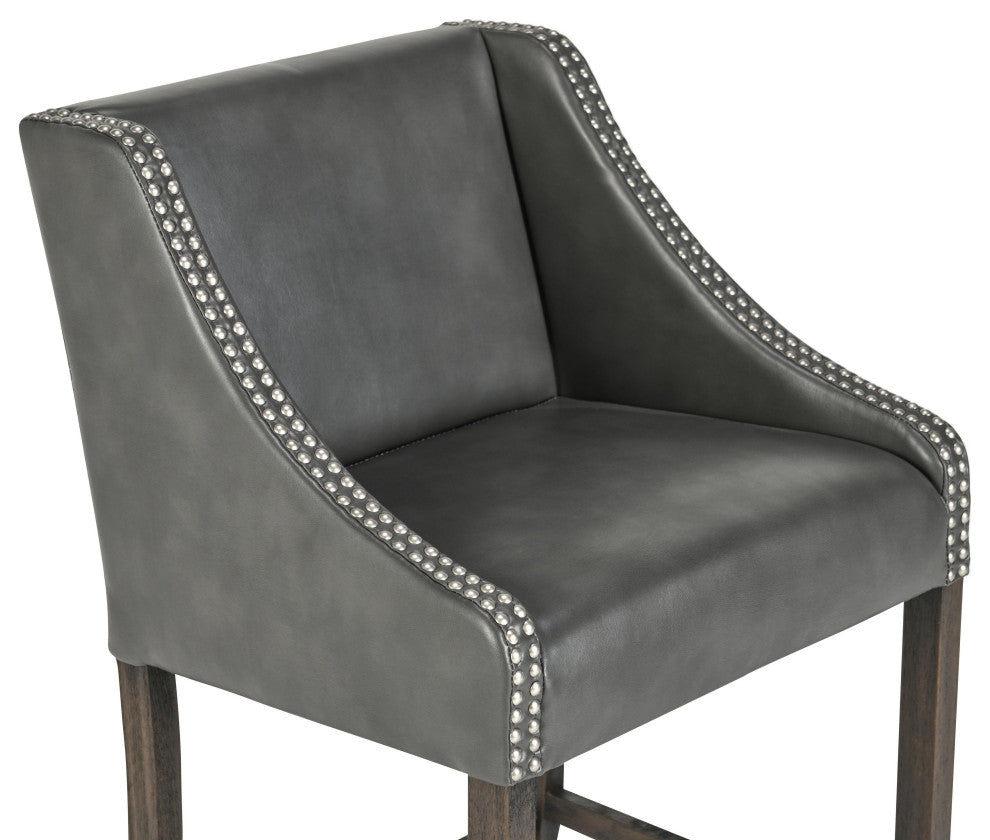 Castaic Stool by Kosas Home, Charcoal Gray, Bar Height