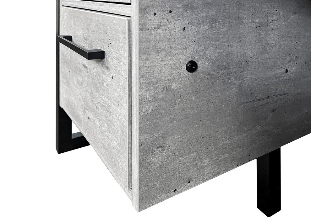 Modern Wood Laminate Double Pedestal Executive Desk, Concrete Gray