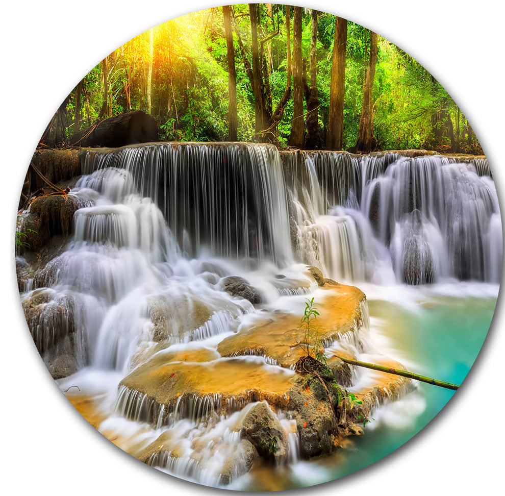 Kanchanaburi Province Waterfall, Photography Round Wall Art, 23"