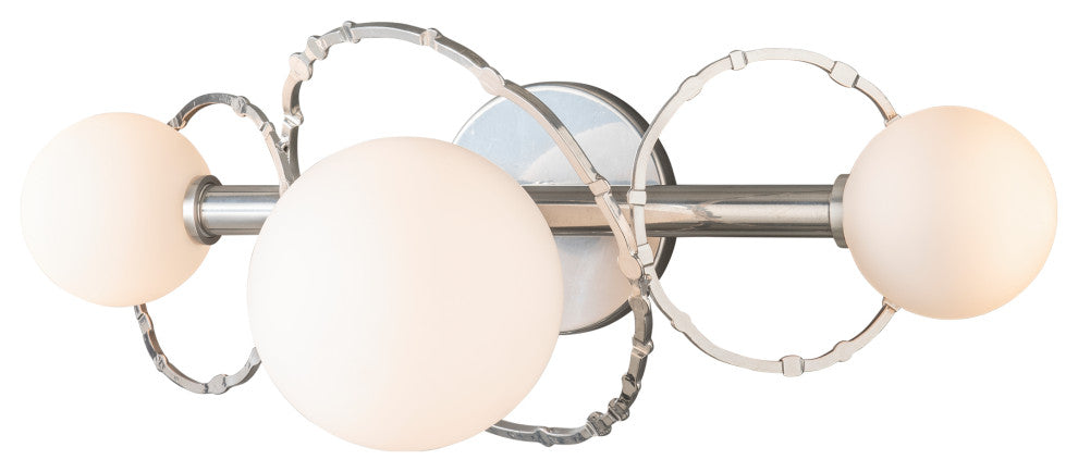 Olympus 3-Light Bath Sconce, Sterling Finish, Opal Glass