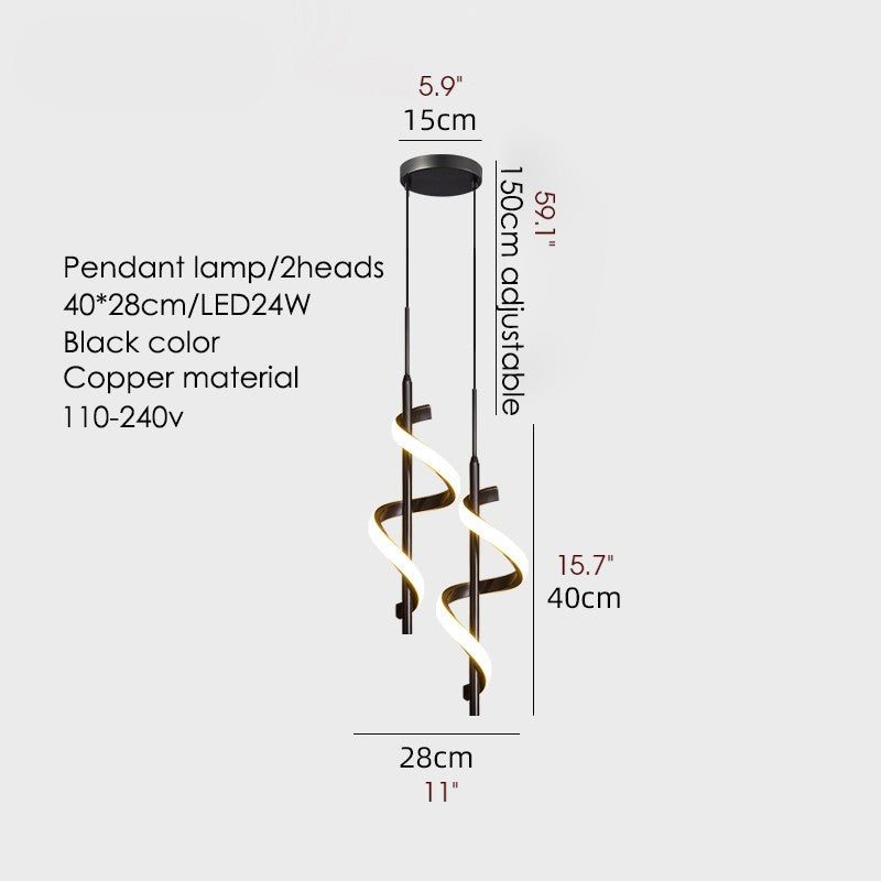 MIRODEMIÂ® Tovo San Giacomo | Ribbon Design Chandelier for Bedroom, Black, B, Cool Light