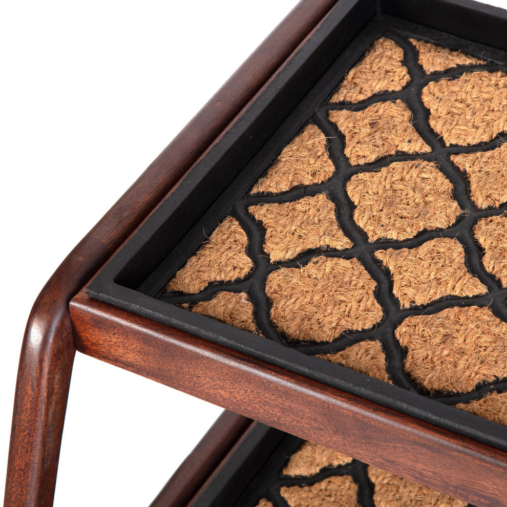 Double-Tier Brown Stand With 3-Pair Rubber Boot Trays Shangri-La