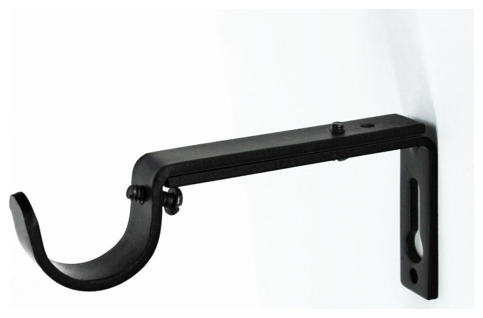Linen Avenue Grey Marble Single Curtain Rod Set,48 to 86-Inch,Matte Black
