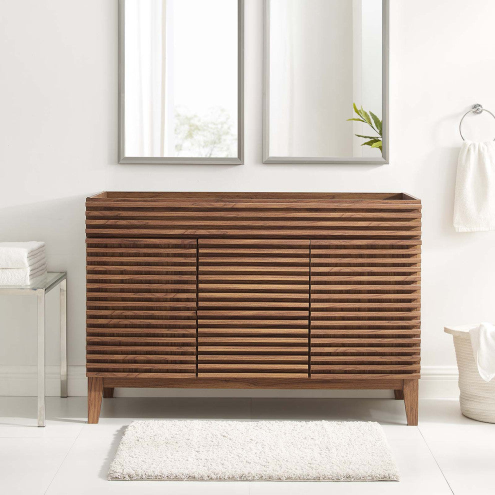 Render 48" Double Bathroom Vanity Cabinet, Walnut