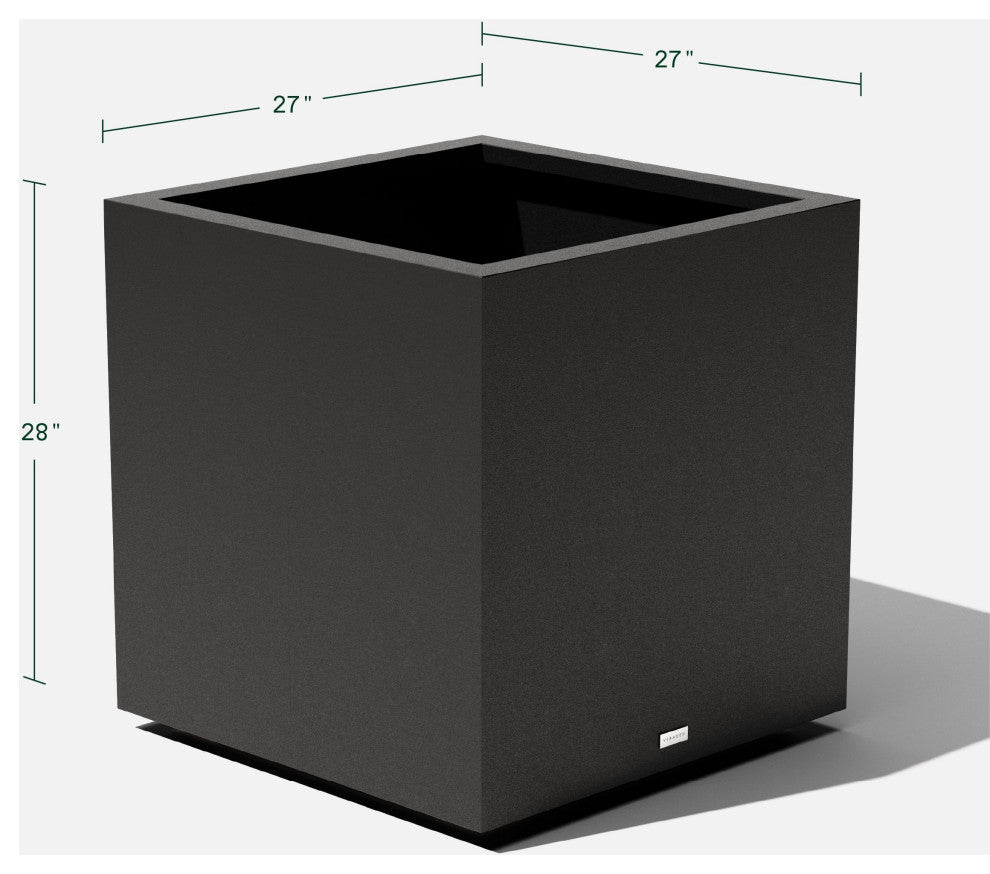 Metallic Series Cube Planter, Black, Large
