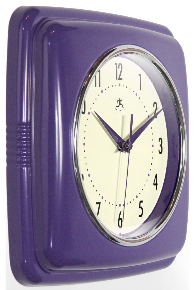 Square Retro 9.25 Purple Wall Clock