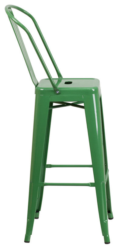 Brimmes 30" Metal Barstool Green With Curved Vertical Slat