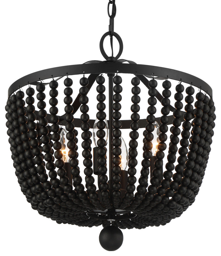 Crystorama Lighting Group 604 Rylee 4 Light 17"W Crystal Pendant - Matte Black