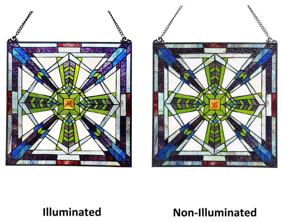 Aylmer Mission-Style Stained Glass Panel 18" Tall