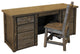 Rustic Barn Wood Style Timber Peg Executive Desk With Chair, Driftwood
