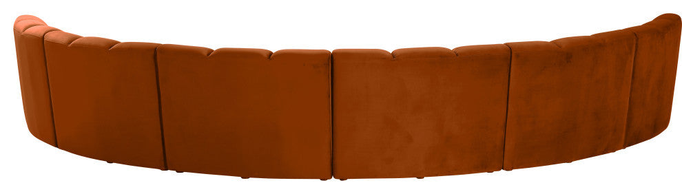 Infinity Channel Tufted Velvet Modular Chair, Cognac, 6 Piece