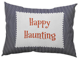 Happy Haunting Ticking Accent Pillow, Navy, 14"x20"