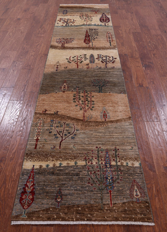 2' 8" X 11' 4" Runner Persian Gabbeh Tribal Handmade Rug Q11118