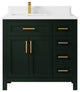 Cambridge 36 Left Offset Bath Vanity in Dark Forest Green 1.5" White Quartz
