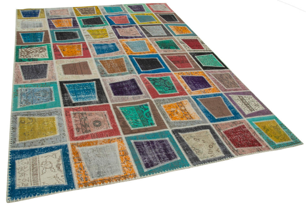 Rug N Carpet - Handmade Oriental 7' 10" x 10' 6" Boho Patchwork Area Rug
