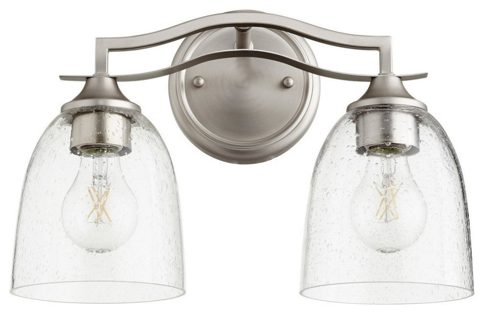 QUORUM 5027-2-265 Jardin 2-Light Vanity Light, Satin Nickel with Clear Seeded