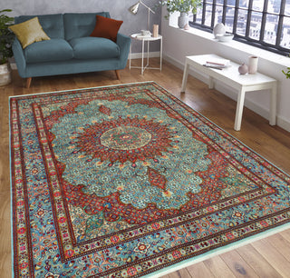 Super Vintage Distressed All Lt. Blue/Rust Rug, 7'1 x 10'1