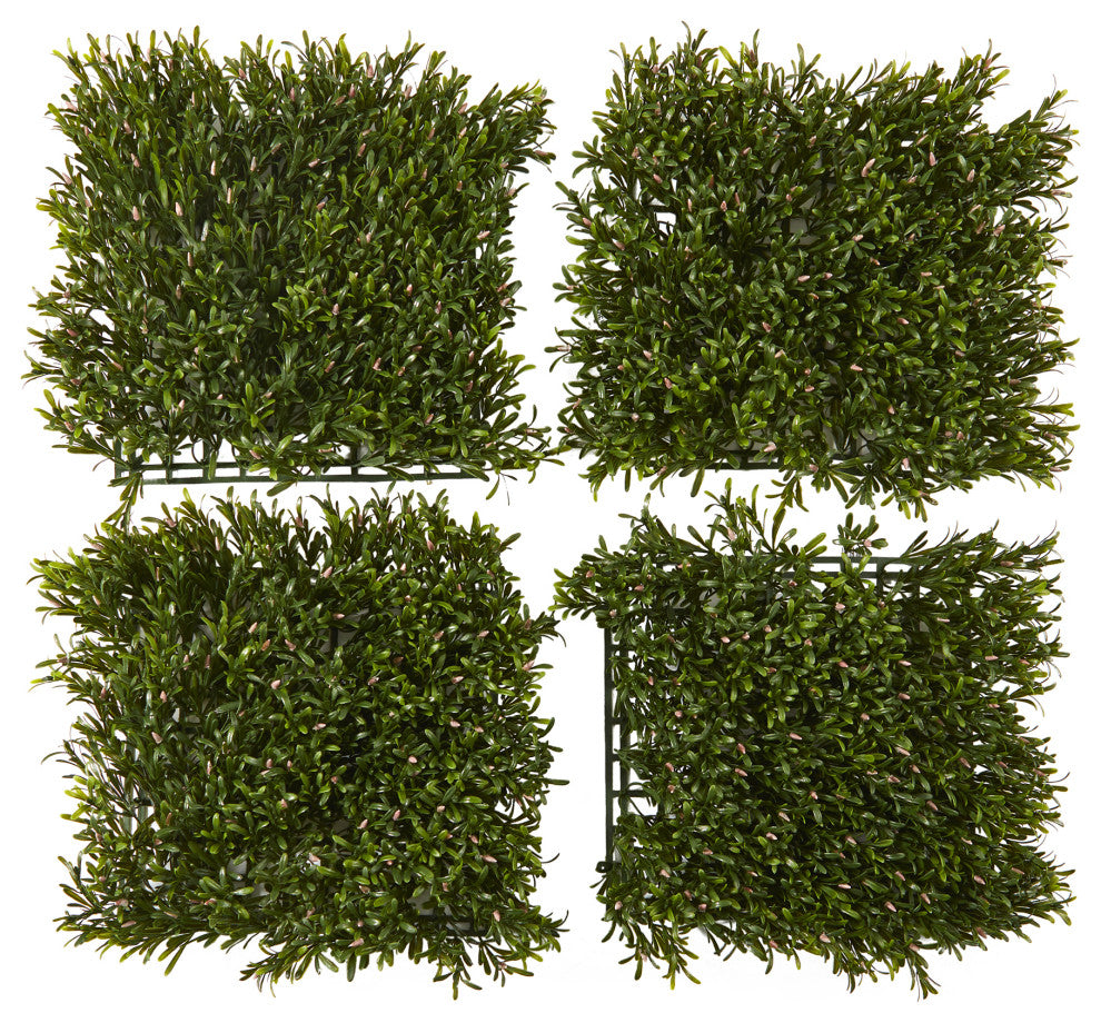 10.5" x 10.5" Rosemary Faux Wall Mat UV Resistant, Indoor/Outdoor, Set of 4