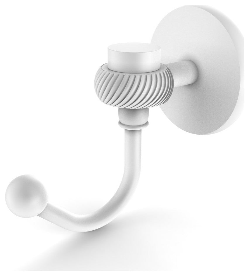 Satellite Orbit One Robe Hook With Twist Accents, Matte White