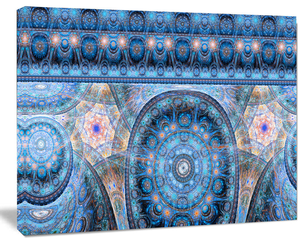 Light Blue Living Cells Fractal Design, Oversized Abstract Canvas Print, 60x40
