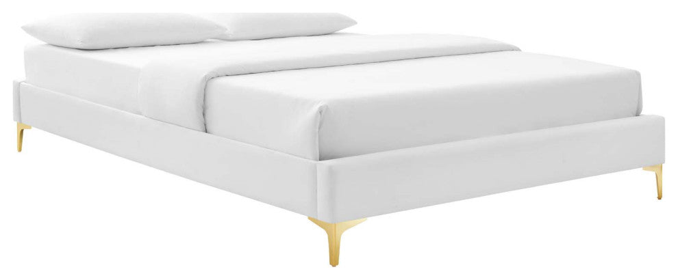 Elise Queen Performance Velvet Platform Bed MOD-6693-WHI