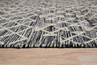 EORC Black Handwoven Wool Punja Kilim Rug 2' x 6'