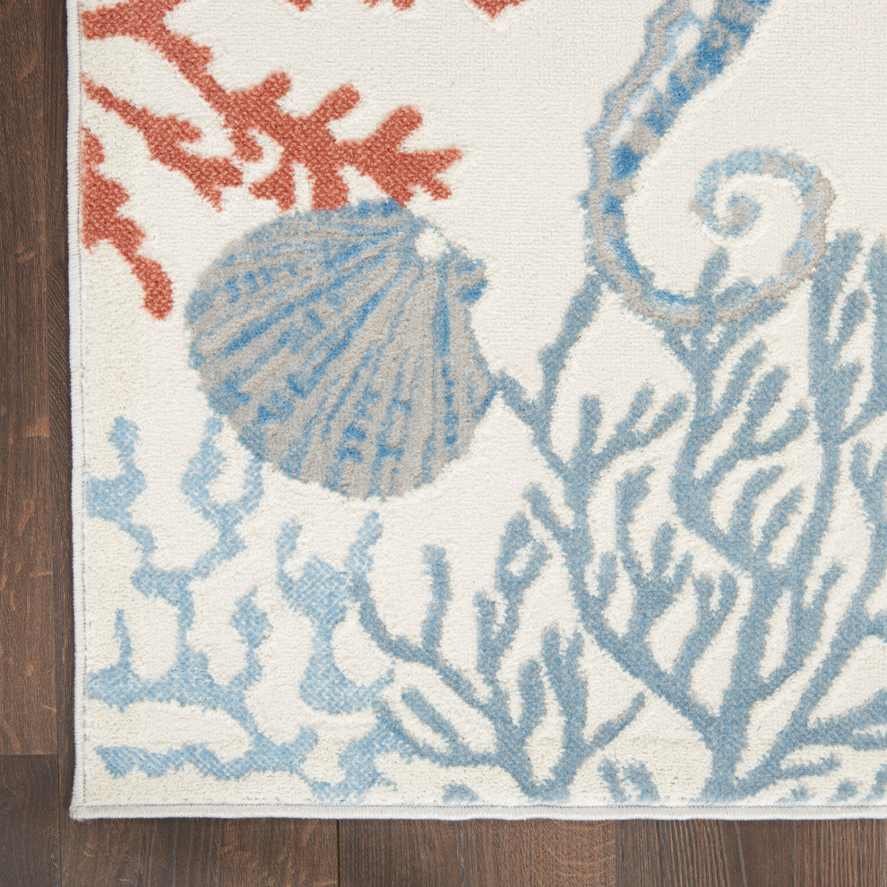 Nourison Pompeii 7'10" x 9'10" Ivory/Multi Nature-inspired Indoor Rug