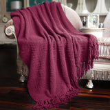 Tweed Knitted Throw Blanket, Crushed Berry, 50"x60"