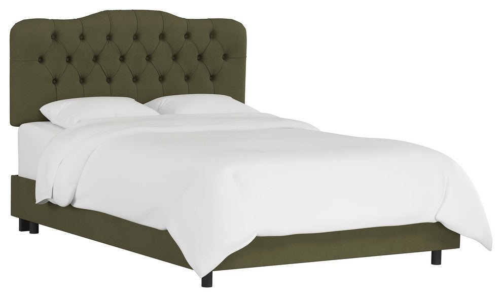 Aaron Full Tufted Bed, Velvet Loden