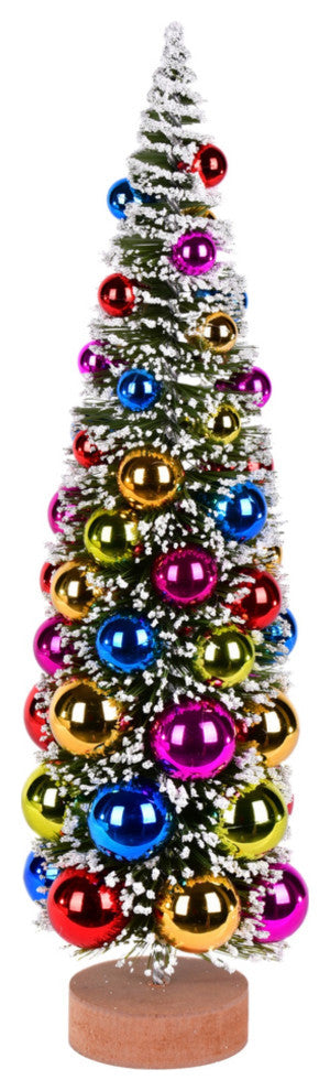18" Frosted Green Tree With Multi Balls