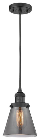 1-Light Small Cone 6" Pendant, Matte Black, Glass: Smoked