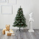 5' Snowed French Mountain Pine Faux Xmas Tree W/Bendable Branches & Pinecones
