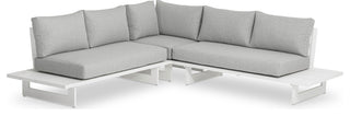 Maldives Outdoor Patio Sectional, Grey, White Frame