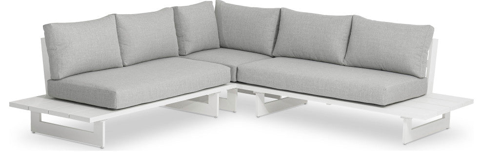 Maldives Outdoor Patio Sectional, Grey, White Frame