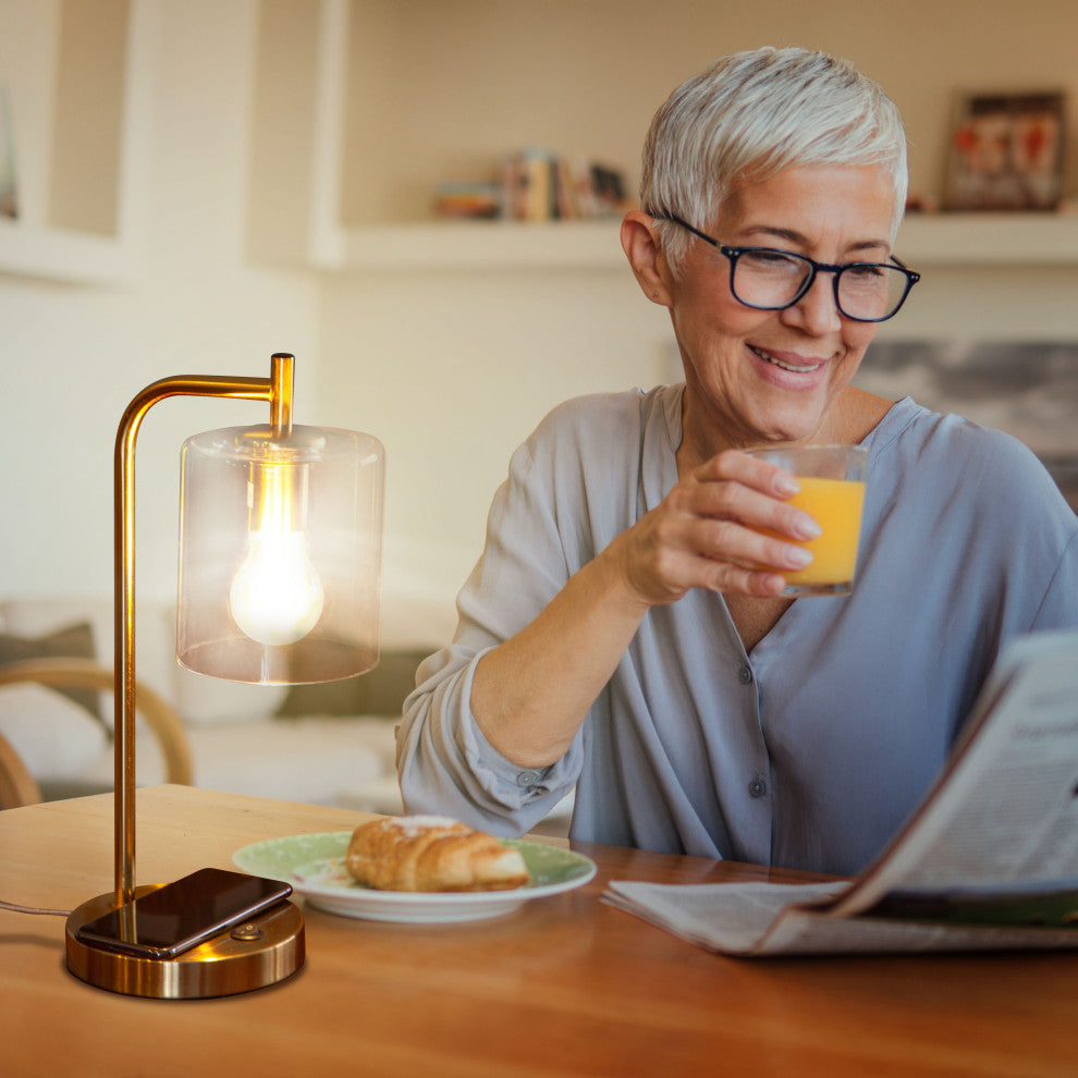 Brightech Elizabeth LED Desk Lamp with Wireless Charging Pad and USB Port