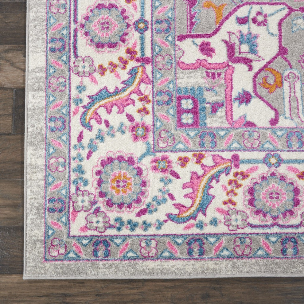 8' X 10' Pink And Gray Power Loom Area Rug