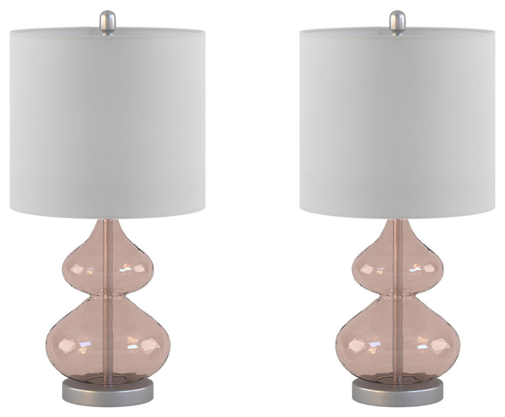 Ellipse Curved Glass Table Lamp Set of 2, Pink