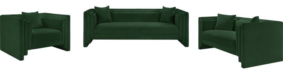 Everett Upholstered Sofa, Green, Chenille Fabric