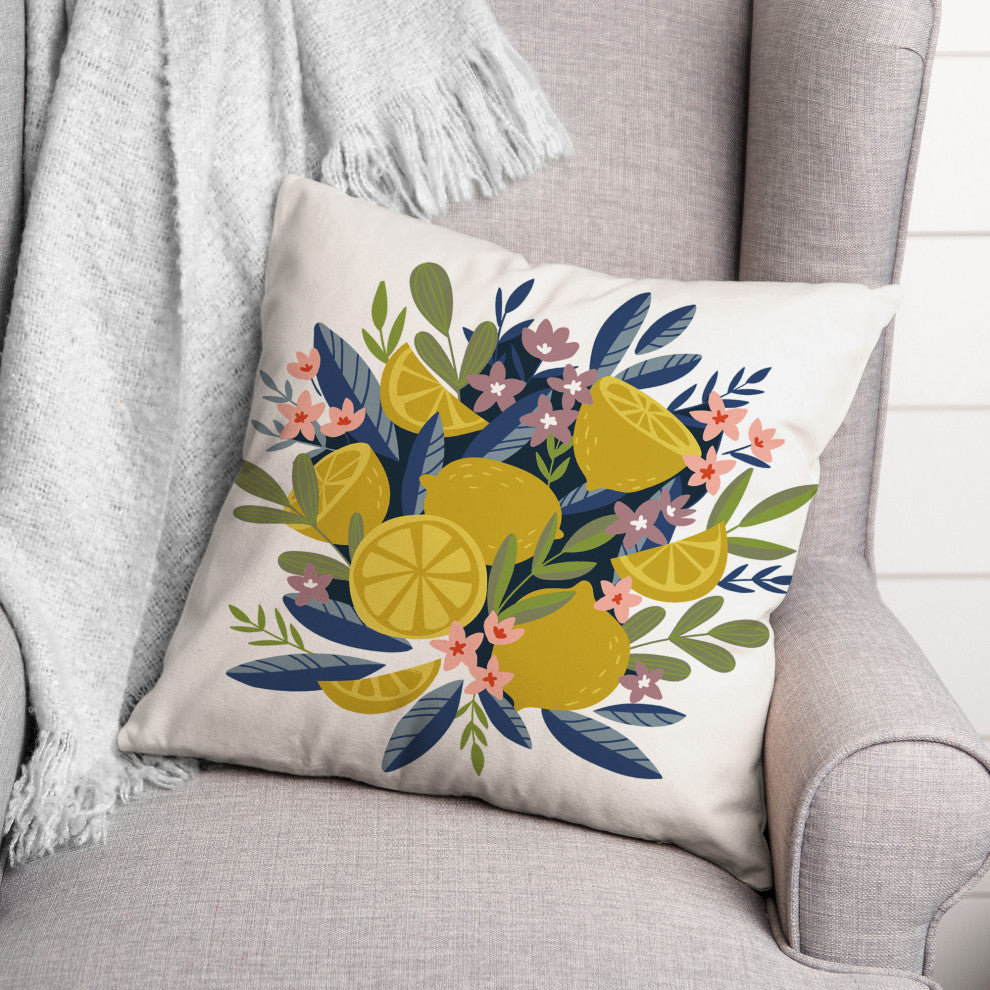 Illustrated Lemons 18x18 Spun Poly Pillow