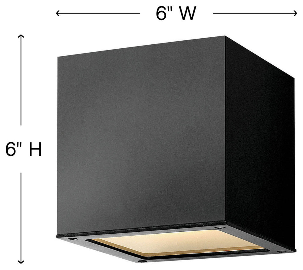 Hinkley Kube Extra Small Down Light Wall Mount Lantern, Satin Black