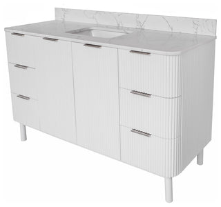 Utopia 60" Bathroom Vanity, White, Top: Engineered Marble, Single