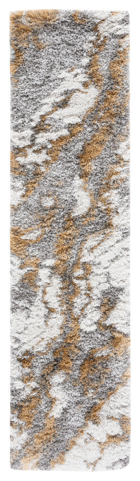 Safavieh Horizon Shag Hzn890D, Shag Rug, Gray and Gold, 6'7"x6'7" Round