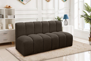 Arc Boucle Fabric Upholstered 2-Pc. Modular Sofa, Brown