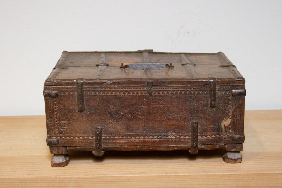 Rustic Carved Antique Cash Box