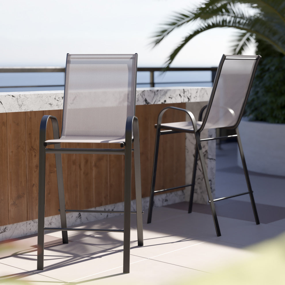 Brazos Series Stackable Outdoor Barstools Set of 2, Gray